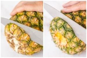 how to cut a pineapple instruction photos