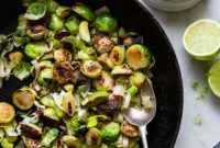 Lime Ginger Buttered Brussels Sprouts and Leeks