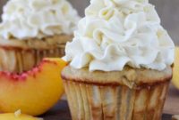 Golden Peach Crisp Cupcakes with Vanilla Cloud Meringue