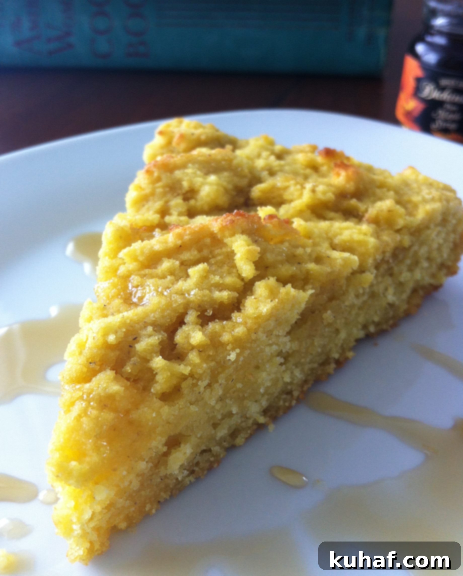 Northern Johnny Cake drizzled with maple syrup for breakfast
