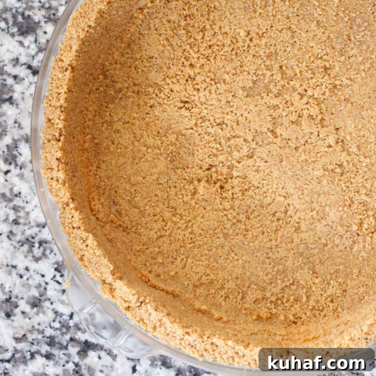 No Bake Graham Cracker crust on marble counter
