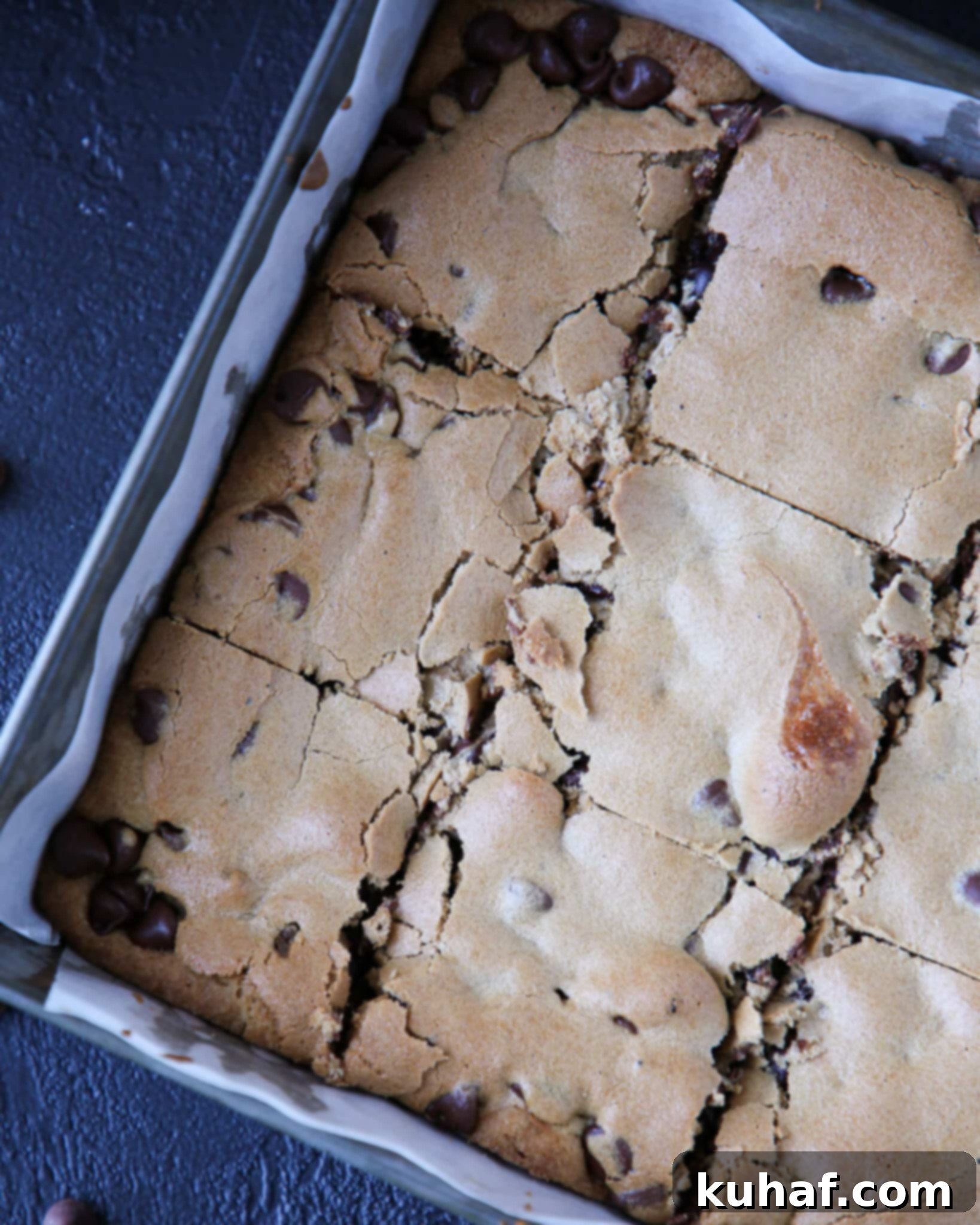 Close-up of Chocolate Halfway Bars with a perfectly cracked meringue topping