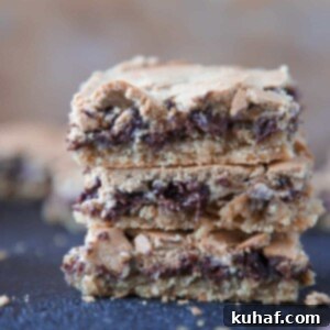 Chocolate Halfway Bars stacked with melted chocolate drizzle