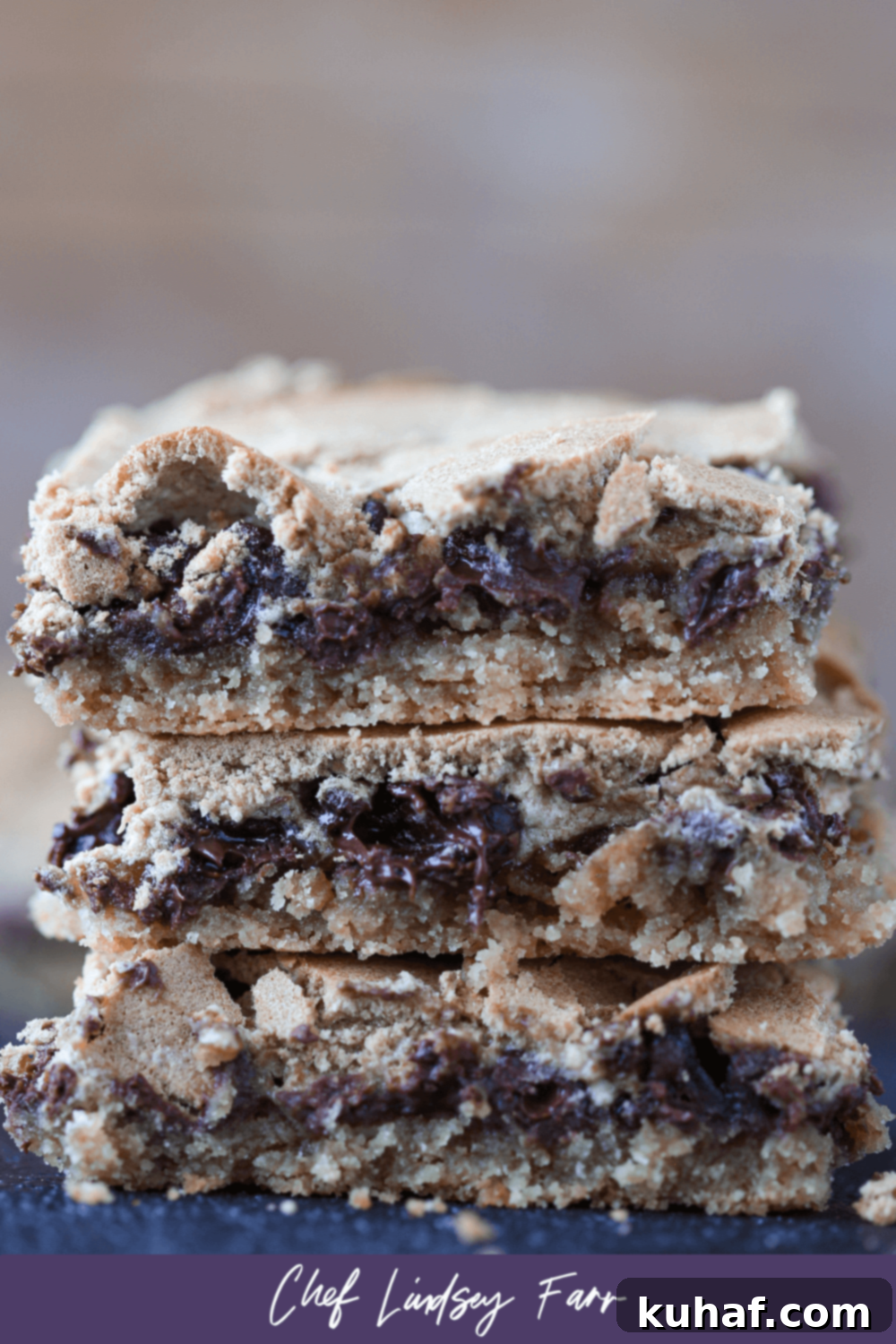 Chocolate Halfway Bars with a decorative purple border