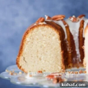 Maple Pound Cake with maple glaze sliced
