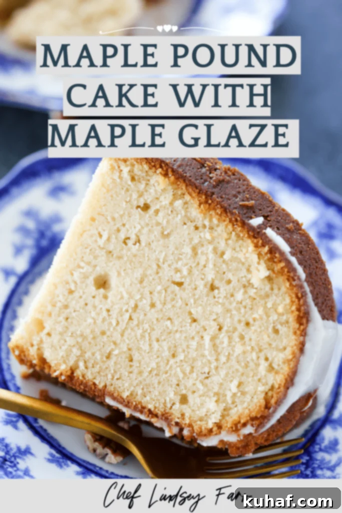 Maple Pound Cake with Maple Glaze, showcasing the rich texture and topping