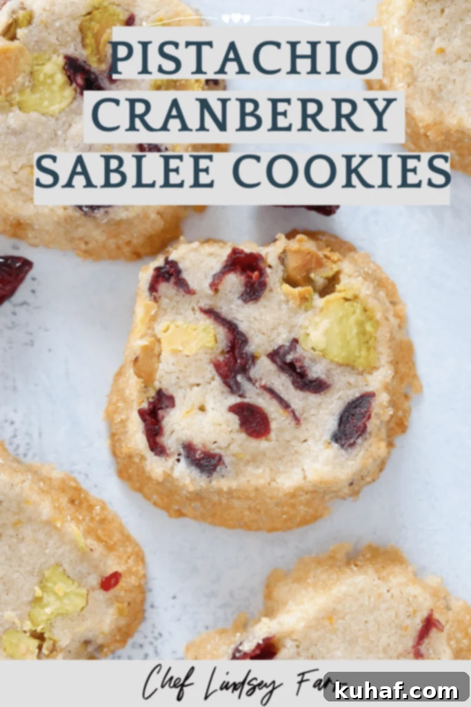 Pistachio Cranberry Sablée Cookies