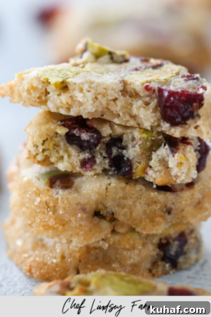 Pistachio Cranberry Sablée Cookies