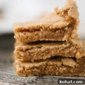stacked butterscotch brownies.