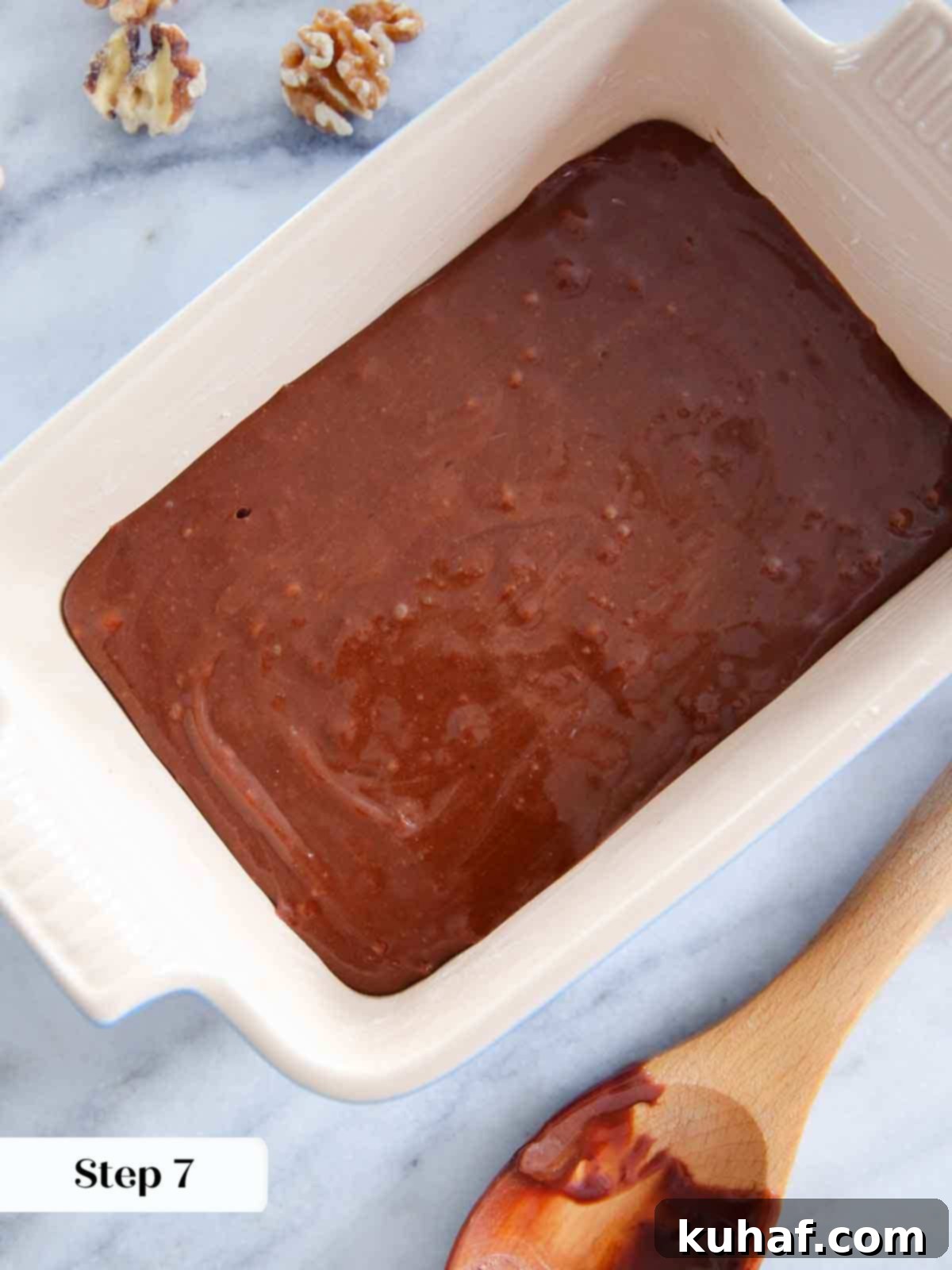 hot fudge in baking dish cooling.