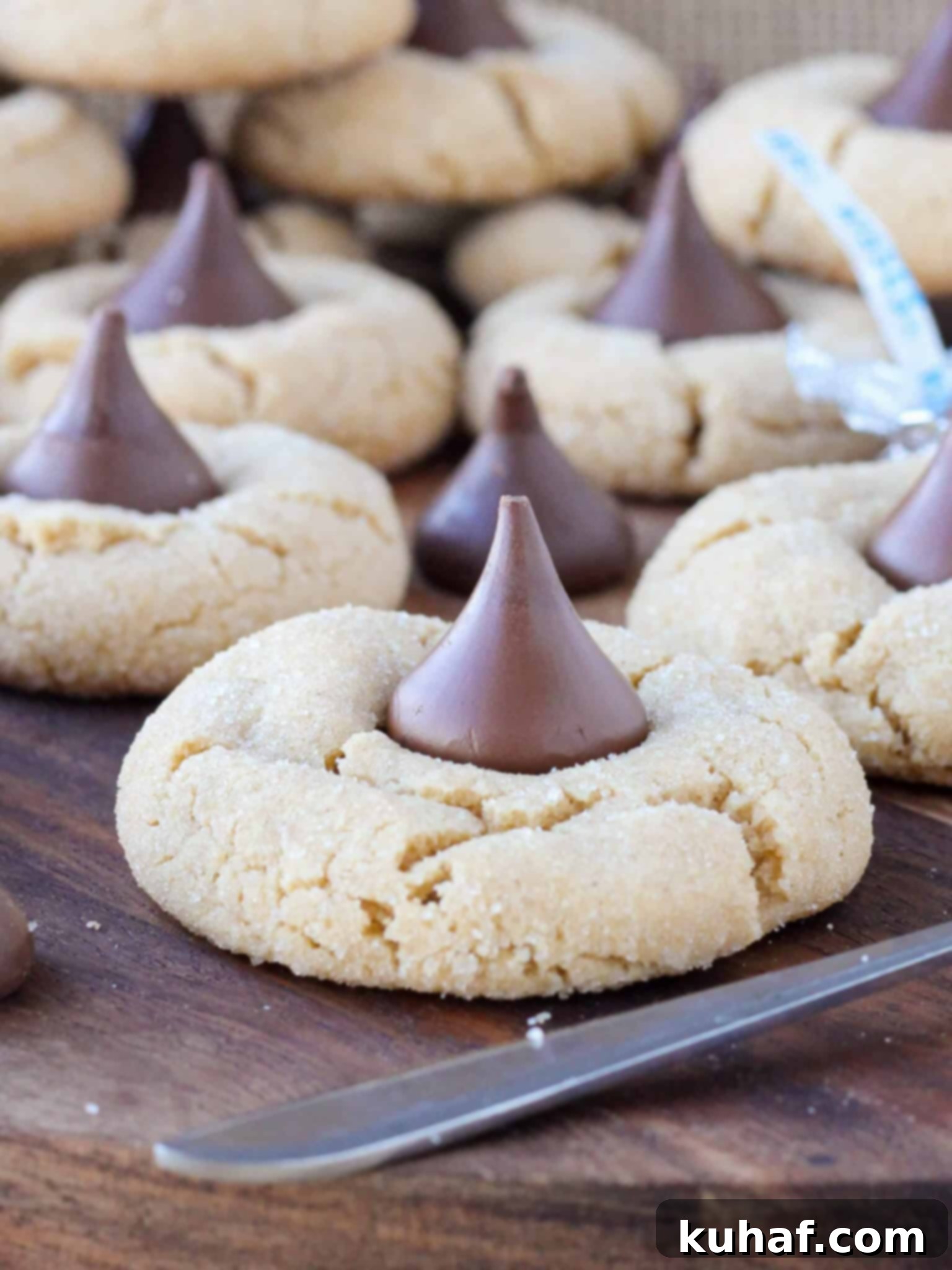 Peanut Butter Blossoms fresh baked traditional christmas cookies.