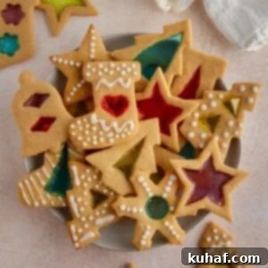 cookies with colored centers in various shapes and sizes.
