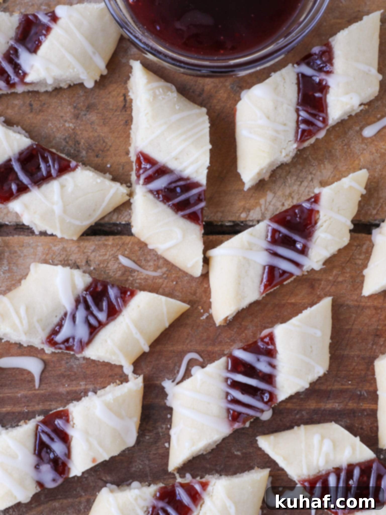 Danish Raspberry Ribbon Cookies Wooden Backdrop.