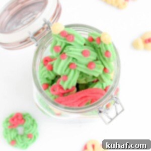 Holiday Spritz Cookies in cookie jar