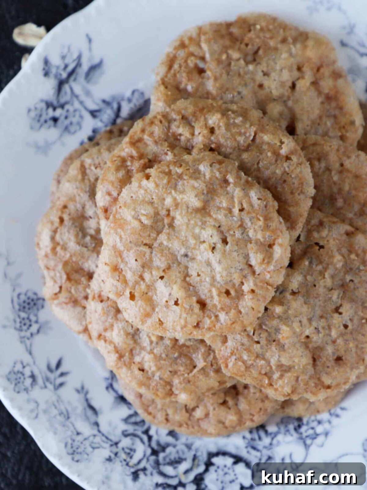 Oat Lace Cookies Blue White China.