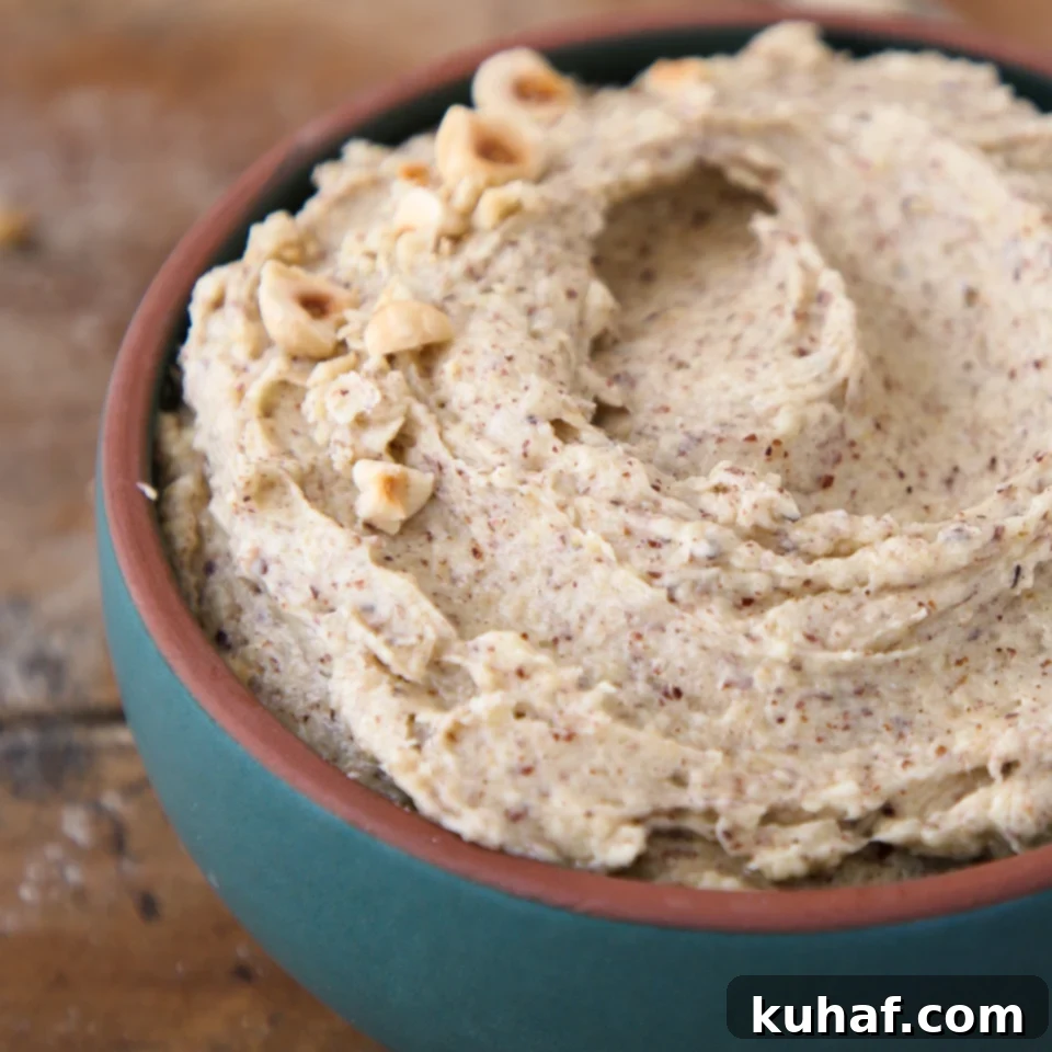 hazelnut cream unbaked in bowl close up.