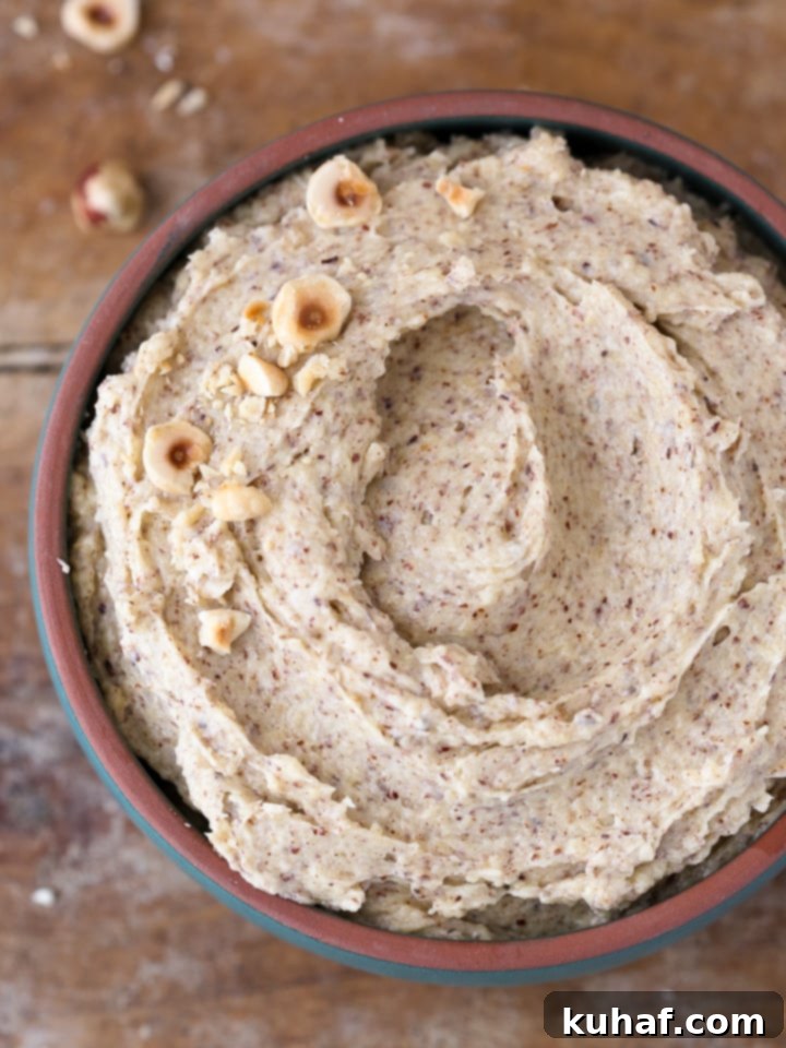 hazelnut cream in green bowl.