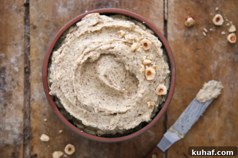hazelnut cream with offset spatula.