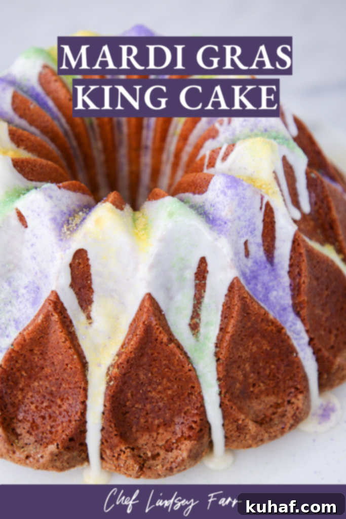 Hidden image of Mardi Gras Bundt Cake for social sharing and SEO purposes.
