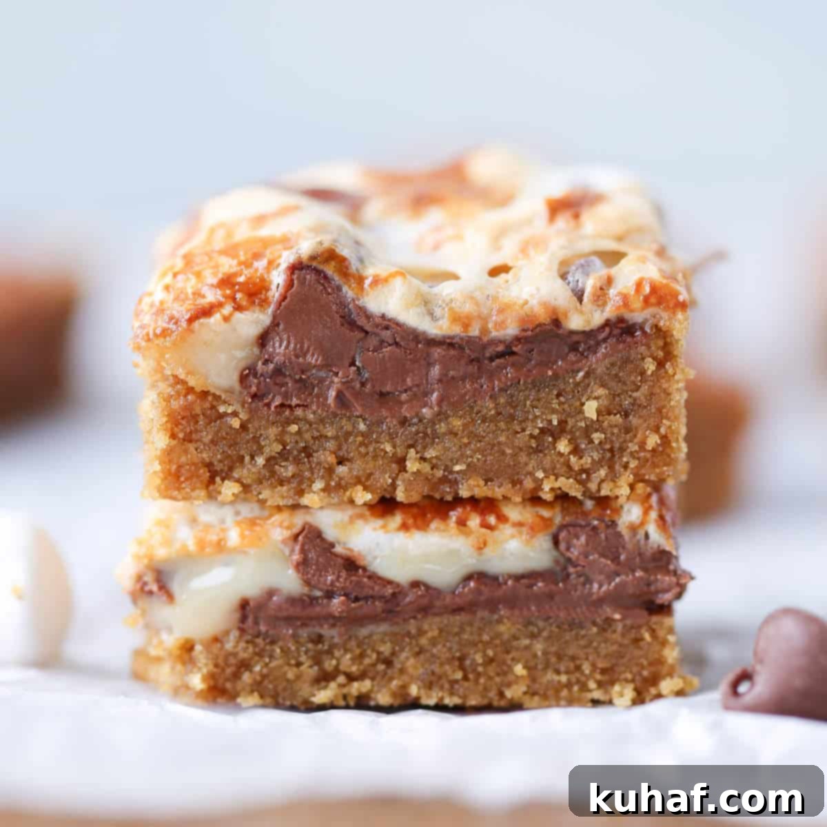 Ooey Gooey Smores Bars two stacked