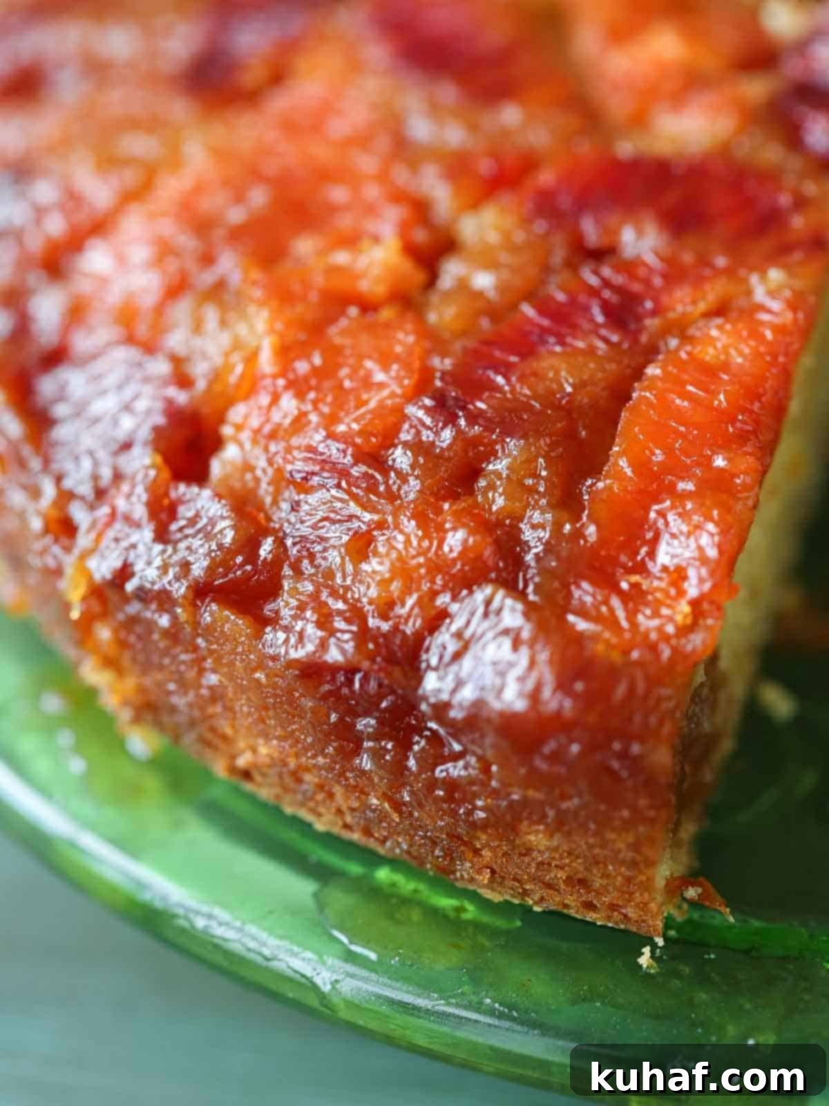 shiny baked orange slices on upside down cake.