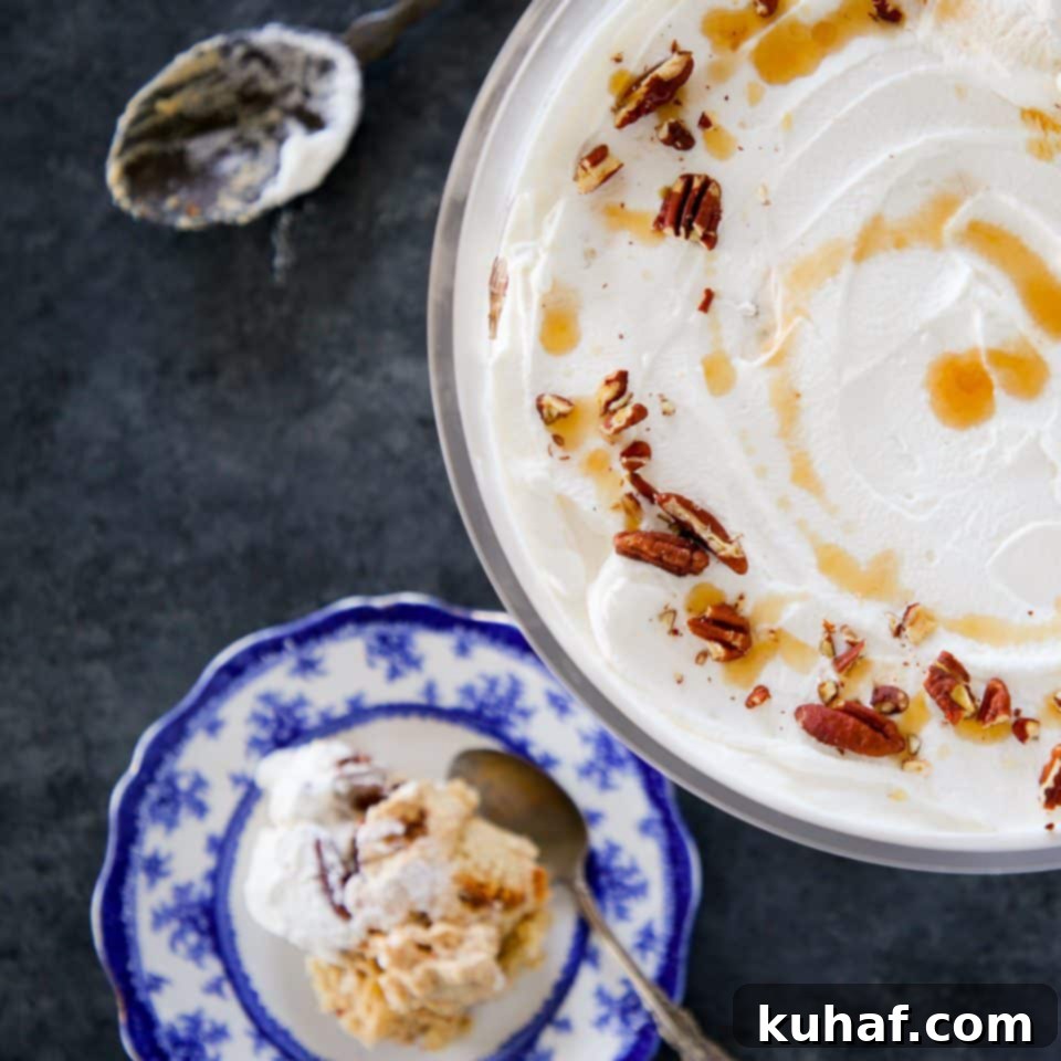 Maple Pumpkin Trifle with layered ingredients visible in a glass dish