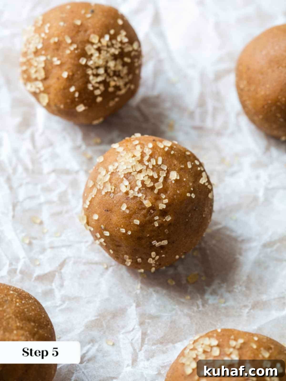 spice cookie dough rolled in turbinado sugar.