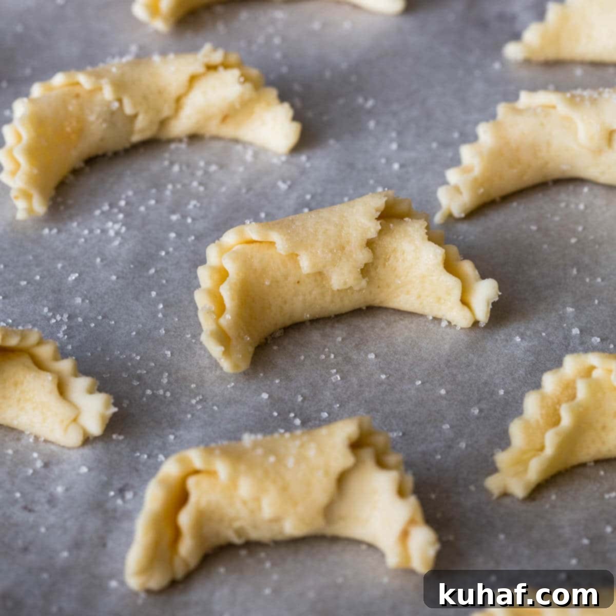 nut roll cookies on baking sheet.