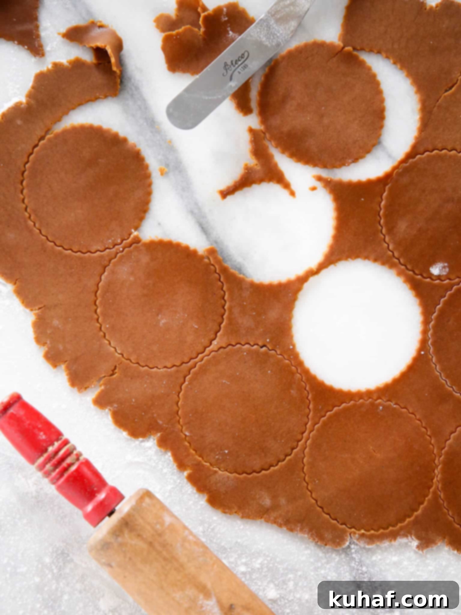 Moravian Christmas Cookies Dough Rolled red rolling pin