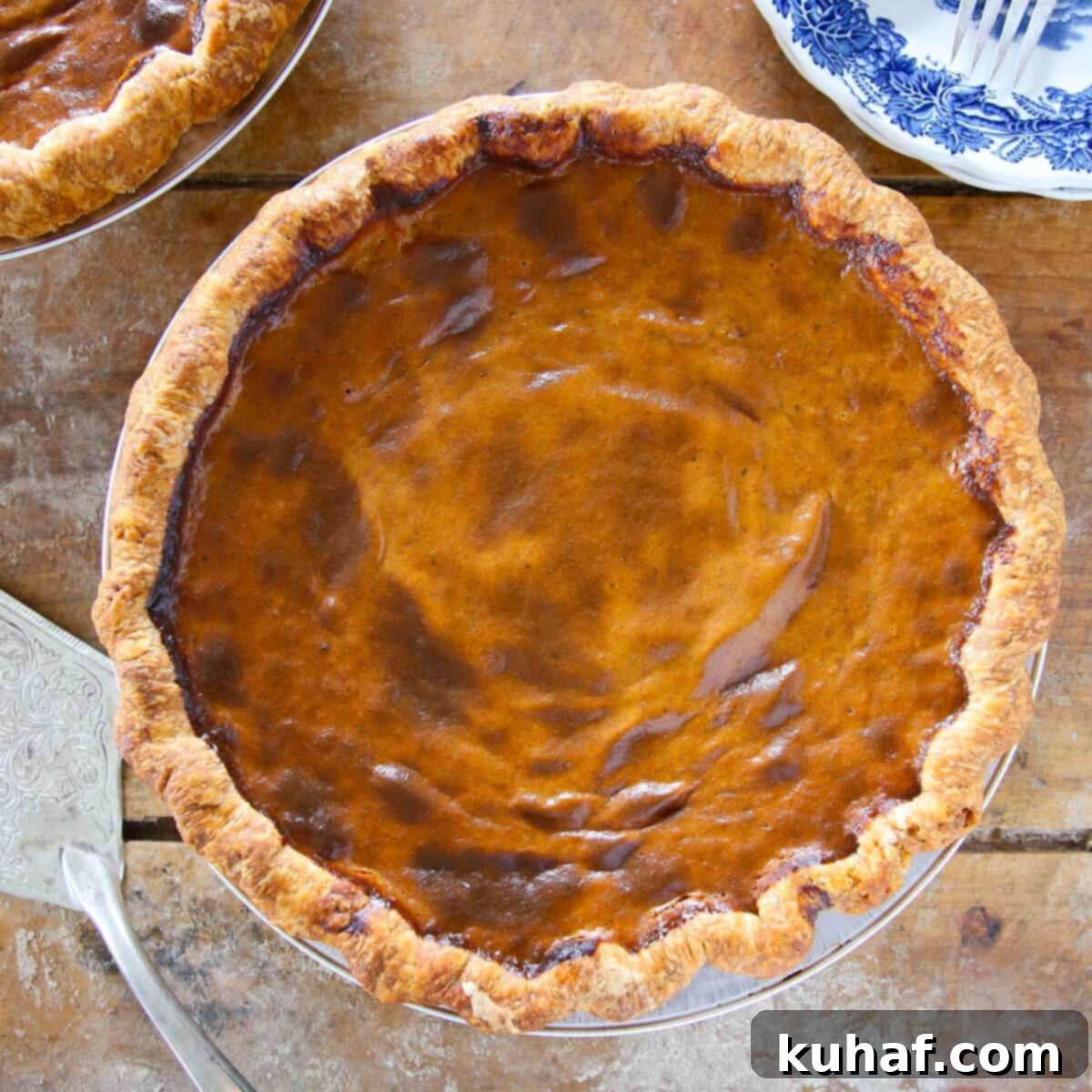 whole baked pumpkin pie.
