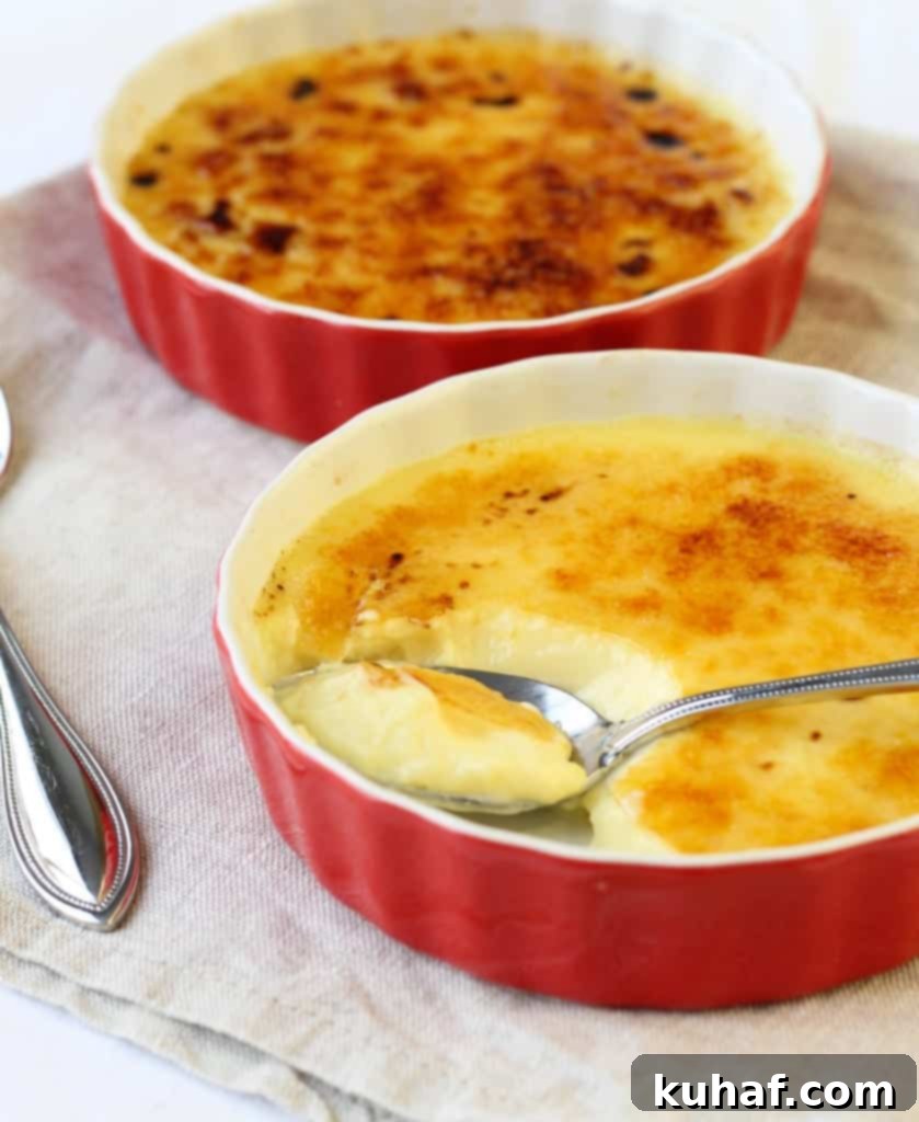 Two ramekins of Crème Brûlée before caramelization