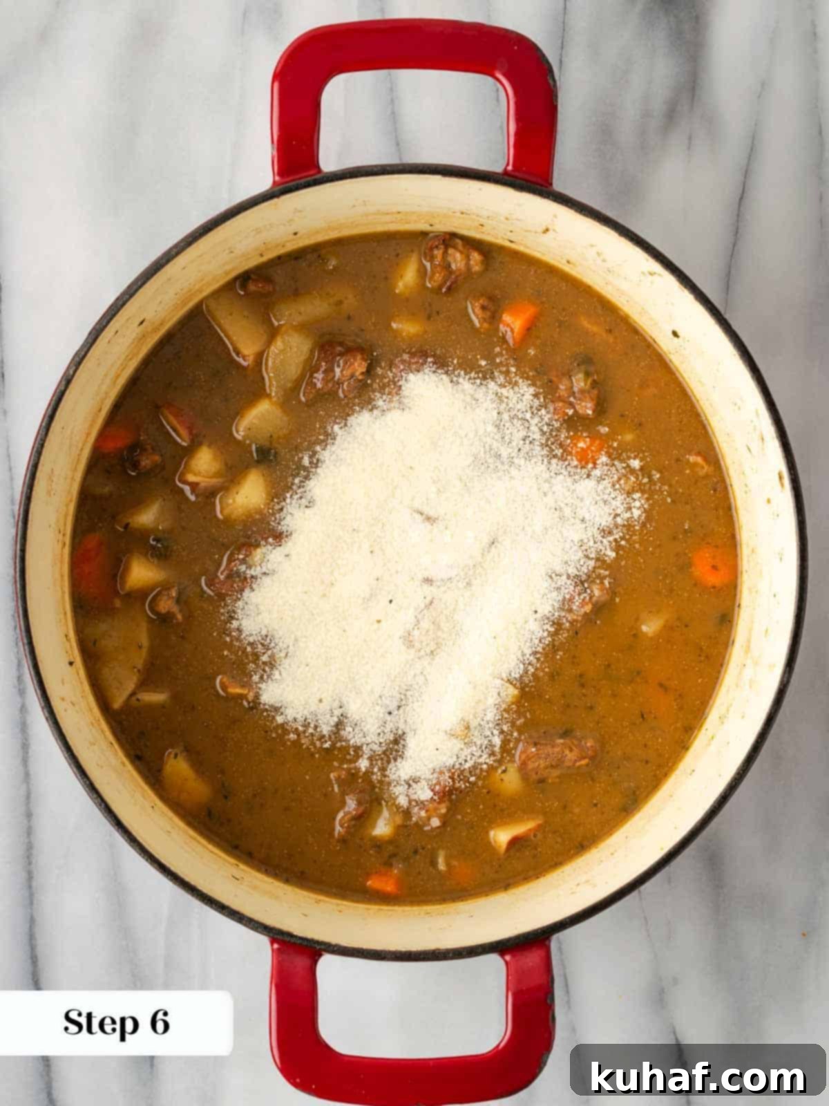 Thickening stew with soda bread, a traditional method.