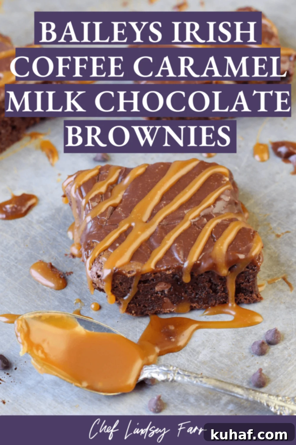 A bright, vibrant image of Bailey's Irish Coffee Caramel Milk Chocolate Brownies, cut into squares and elegantly arranged, highlighting their moist interior and glossy topping.