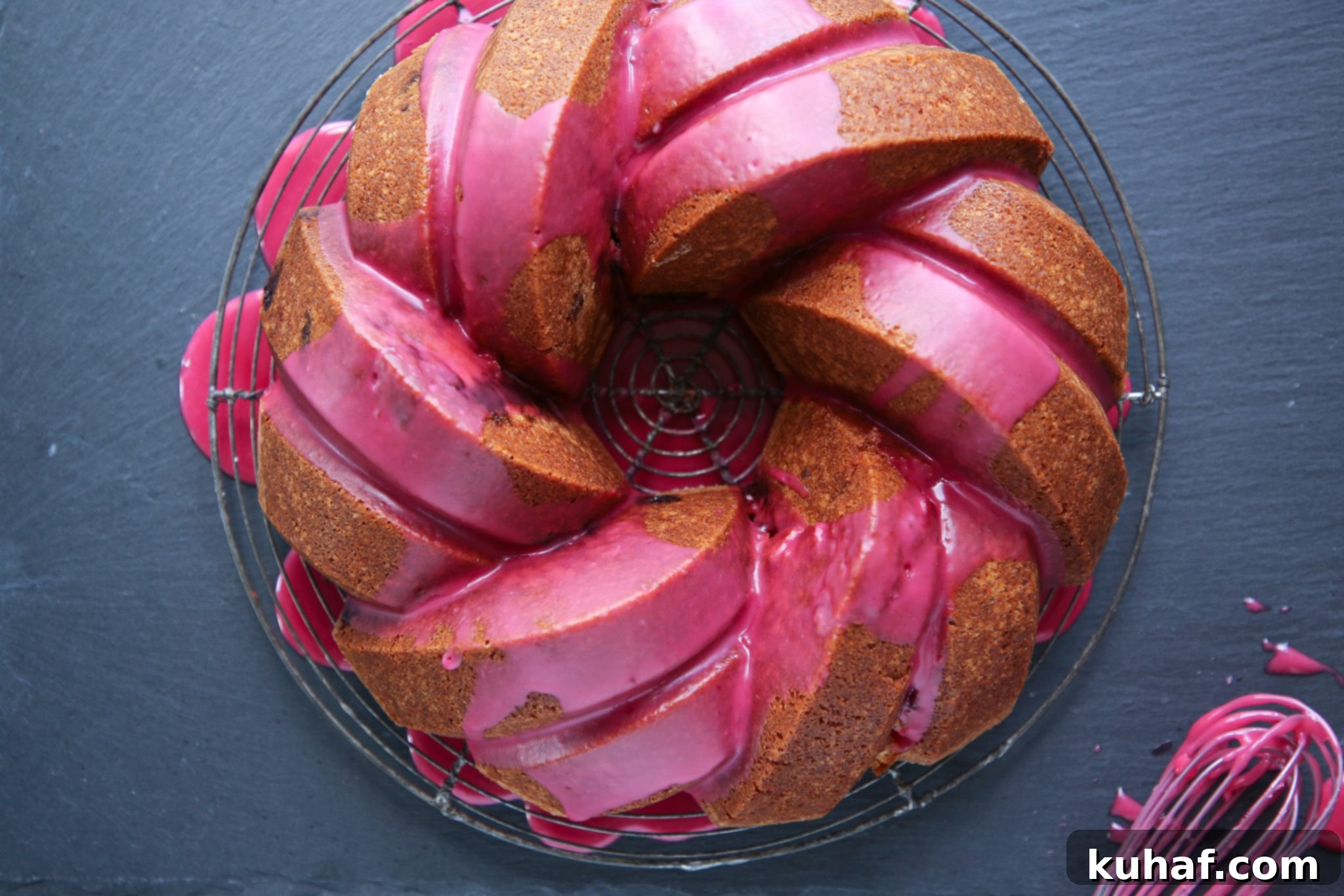 Close up of Cherry Almond Pound Cake's moist interior