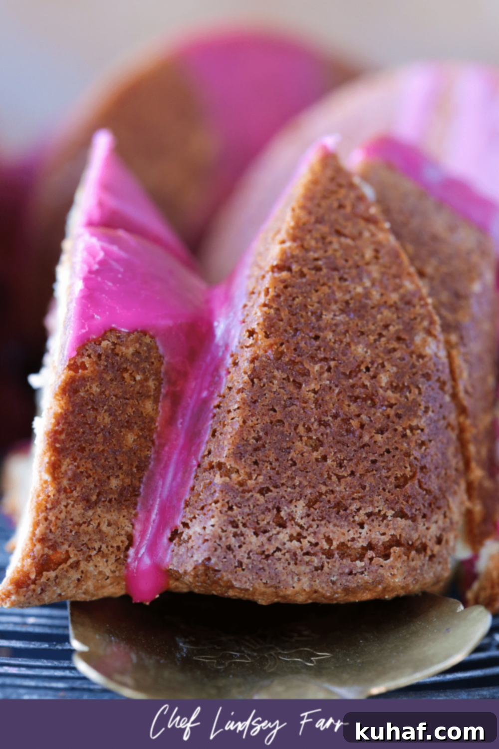 Close-up of Cherry Almond Pound Cake showing almond flakes