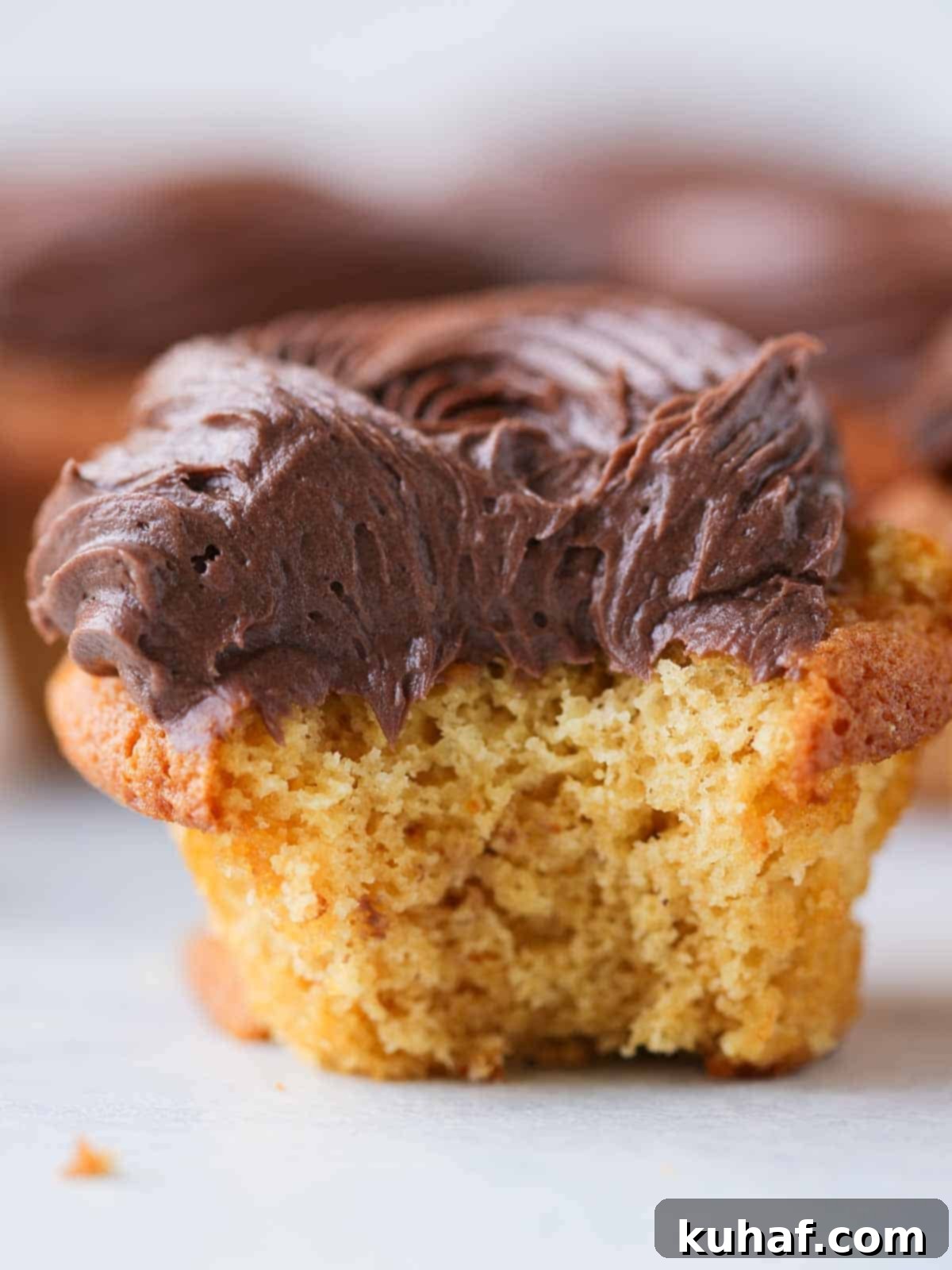 Decadent Chocolate Caramel Cupcakes 3 soft caramel cupcake with chocolate frosting.