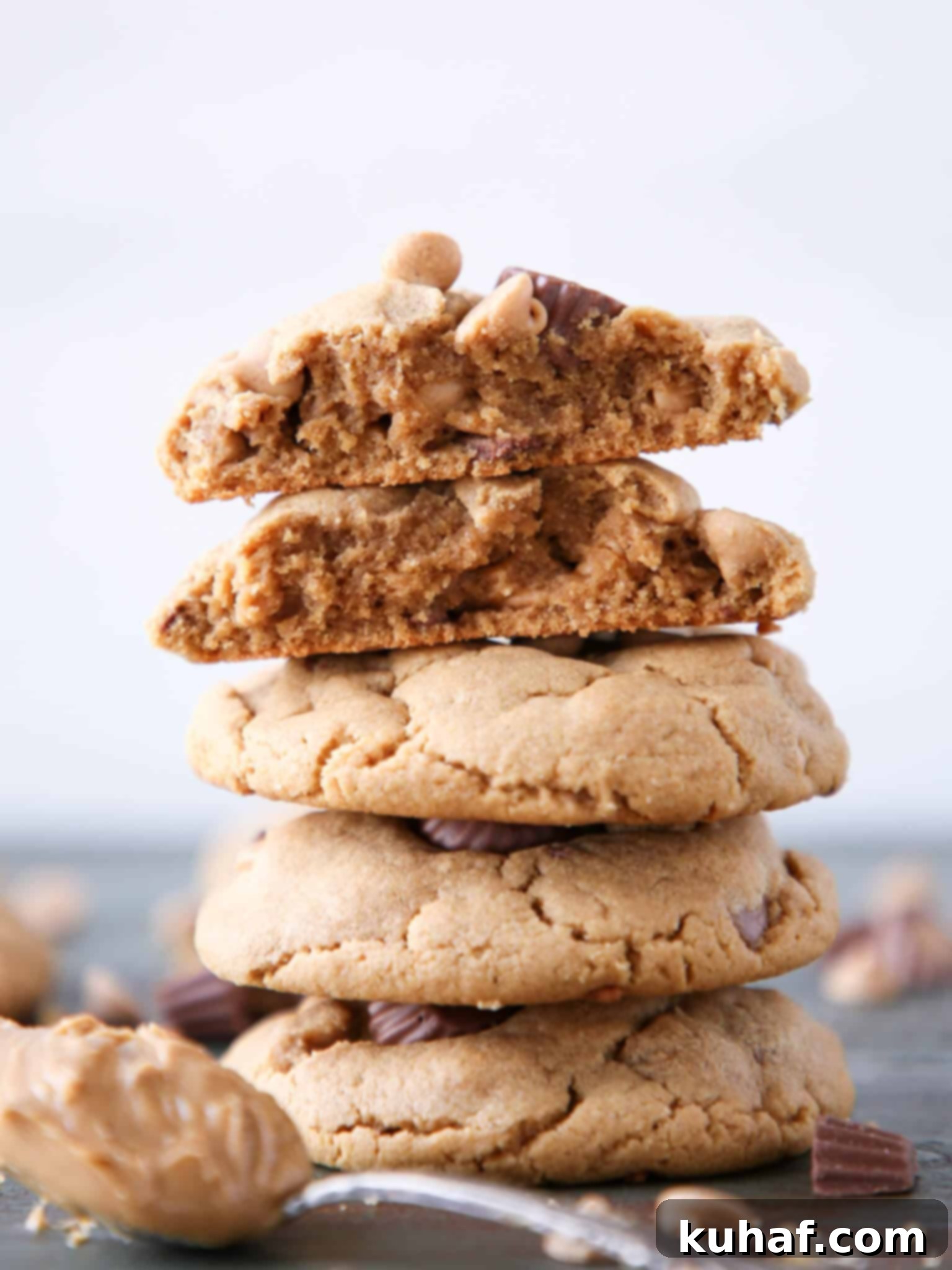 Reeses Peanut Butter Cookies tall stack.