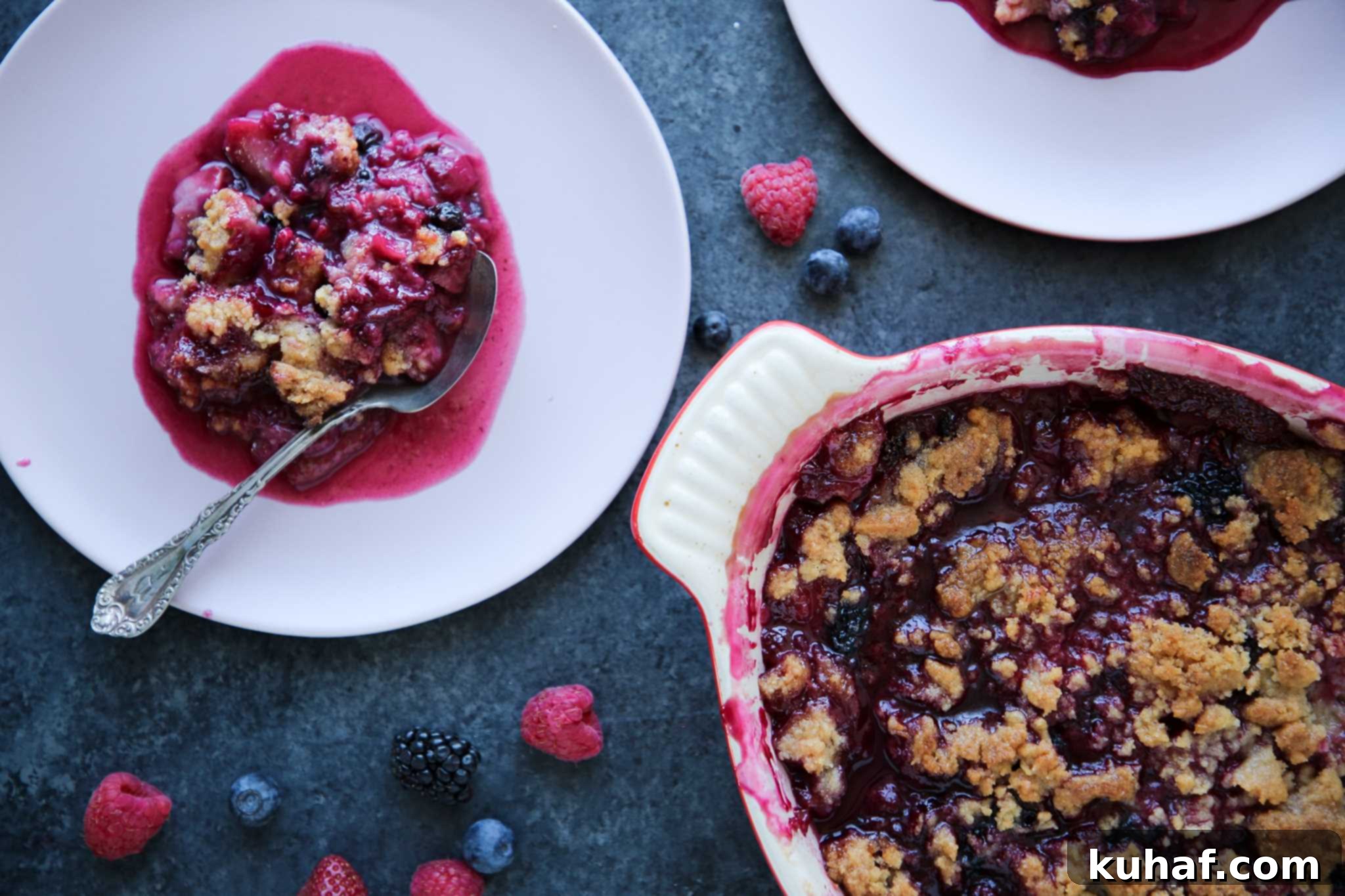 Delicious Berry Crumble 4 Mixed berry crumble with fresh berries.
