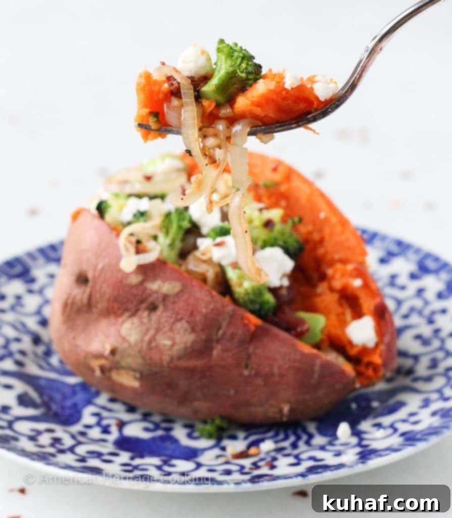 Arrangement of Vegetarian Stuffed Sweet Potatoes, colorful and appealing