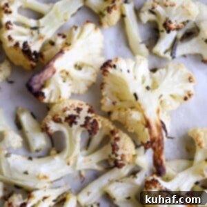 Easy Rosemary Lemon Roasted Cauliflower on baking sheet
