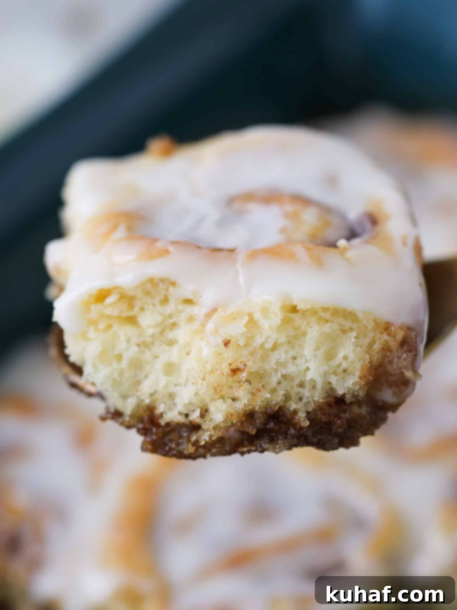 The Best Cinnamon Rolls side details, showing the layers of dough and filling.