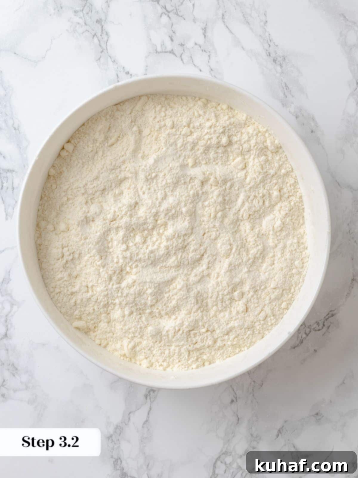 Strawberry Shortcake Solo 7 Butter cut into the flour mixture, resembling small peas, a perfect consistency for tender shortcake dough.