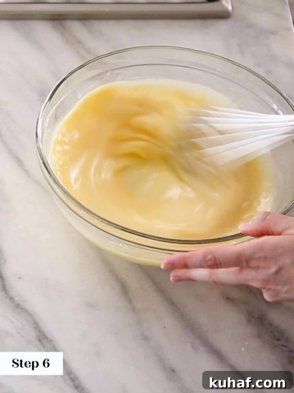 whisking buttermilk pie filling.