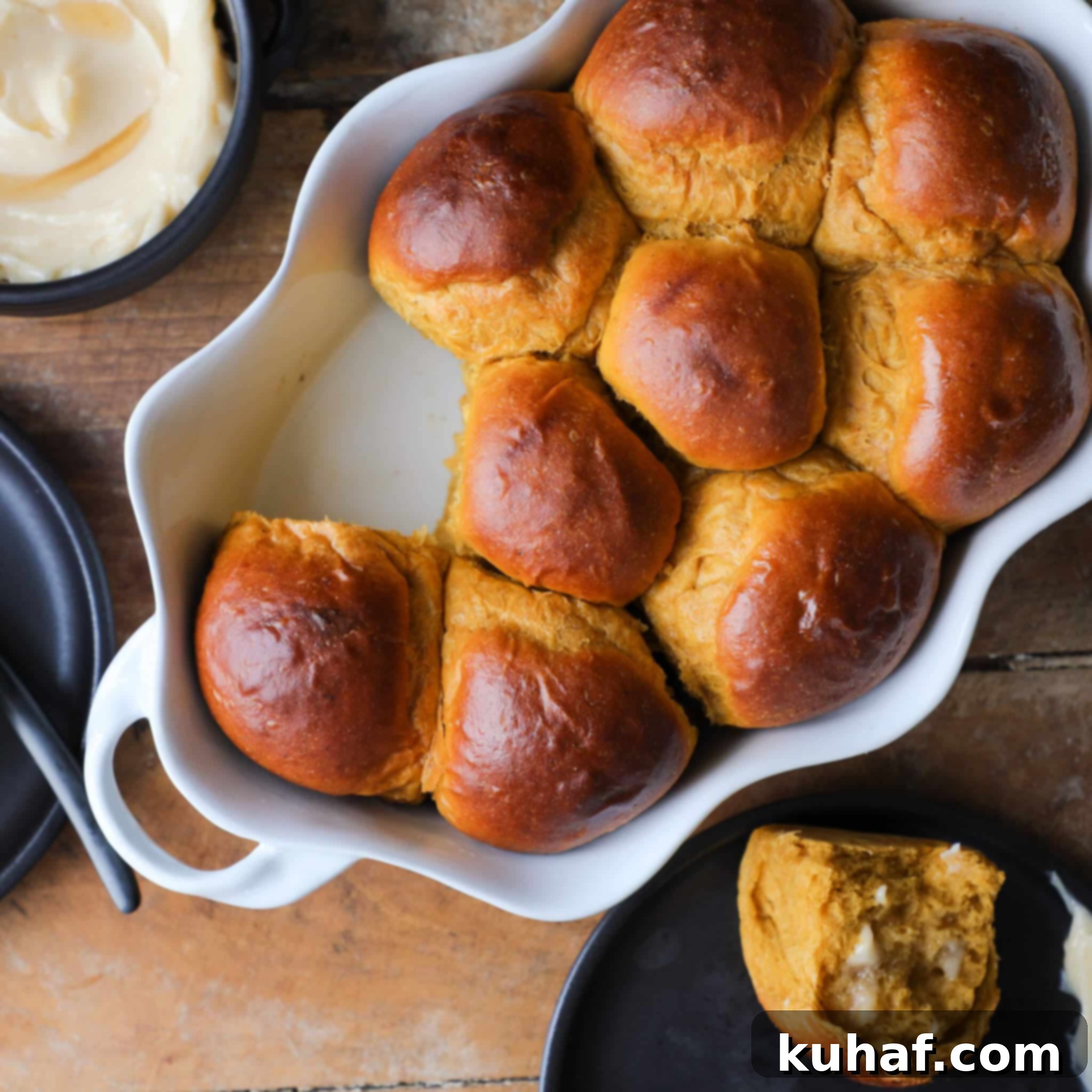 Pumpkin Spice Dinner Rolls - soft, savory rolls perfect for fall dinners, one of the best pumpkin recipes.