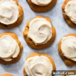 chewy chocolate chip pumpkin cookies with browned butter icing featured - a must-try pumpkin recipe.