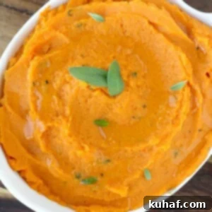 Brown Butter Sage Mashed Sweet Potatoes will liven up any meal! Easy, stunning and delicious!