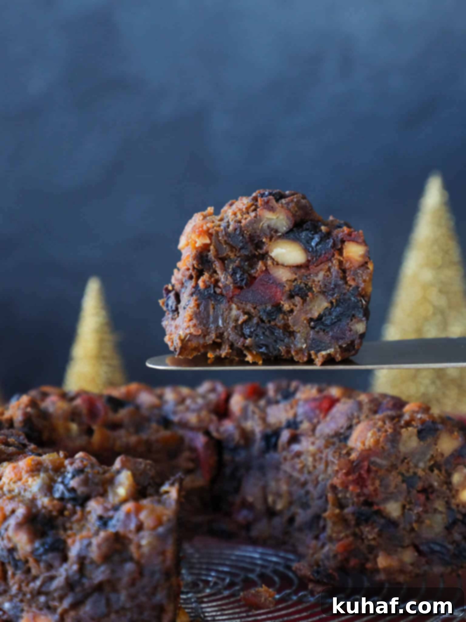 Old Fashioned Fruit Cake Blue Background