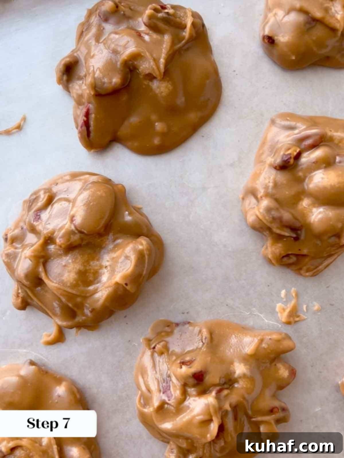 pralines on waxed paper cooling.