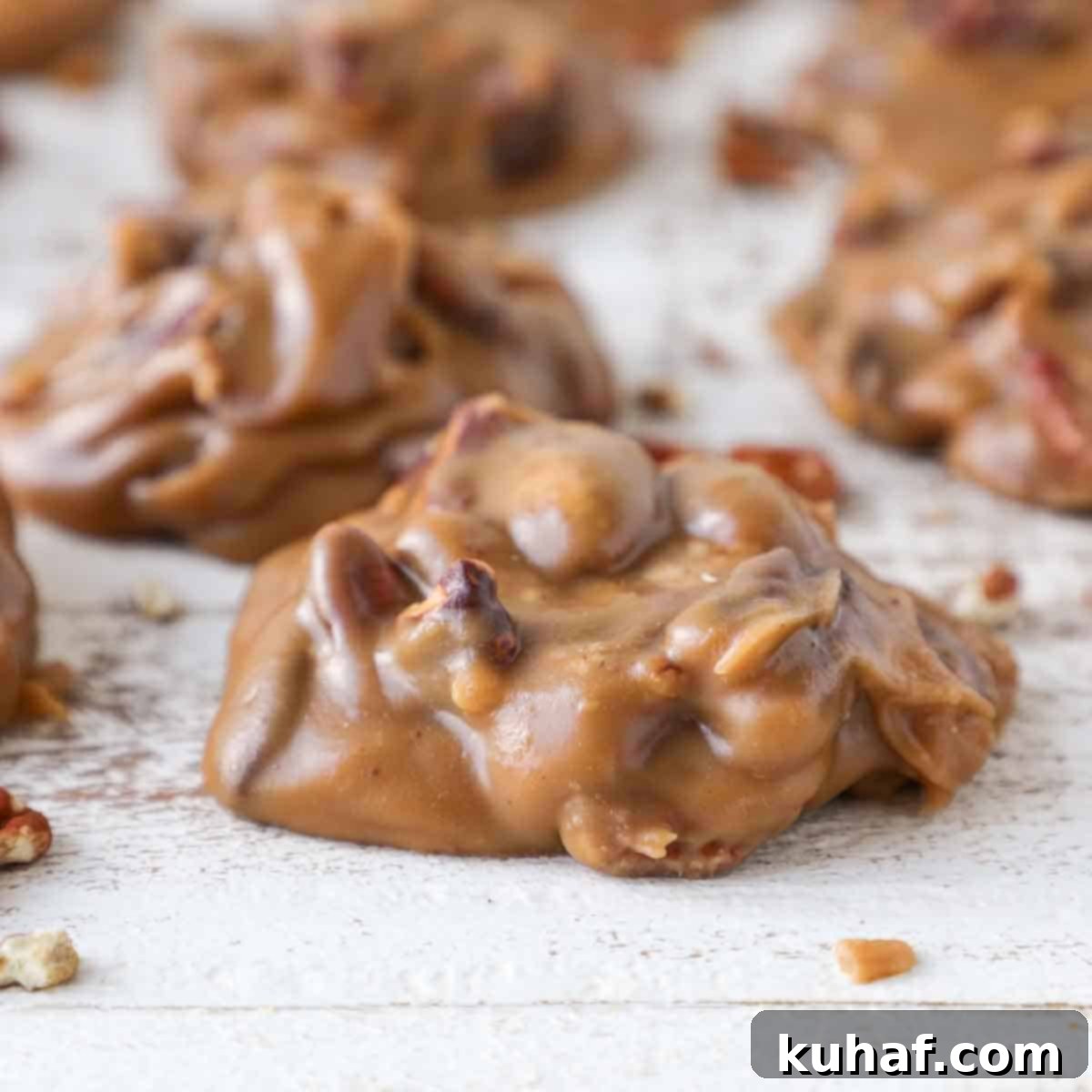 glossy praline on wood board.