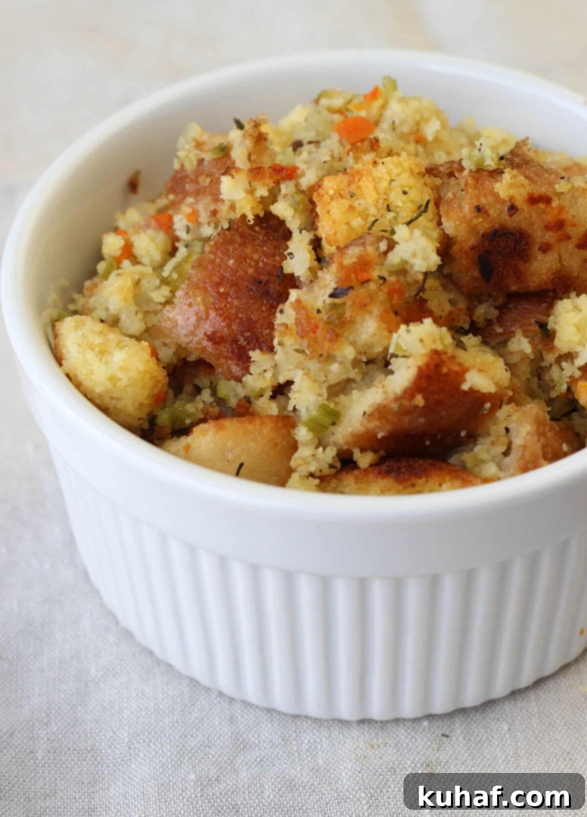 Classic Cornbread Stuffing White Ramekin.